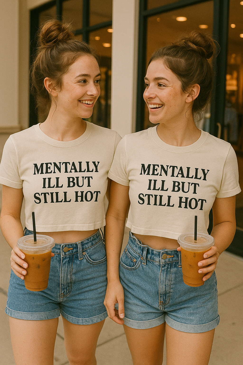 “Mentally Ill But Still Hot” Graphic Crop Top – ADHDorable Signature Tee