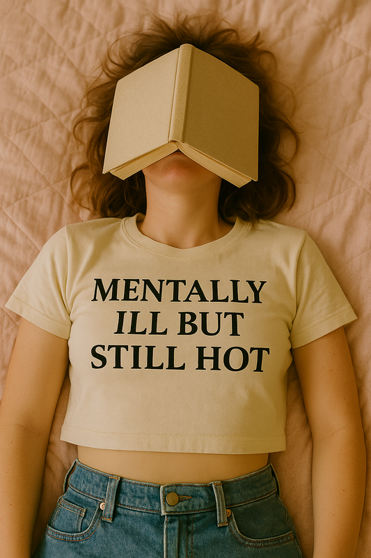 “Mentally Ill But Still Hot” Graphic Crop Top – ADHDorable Signature Tee