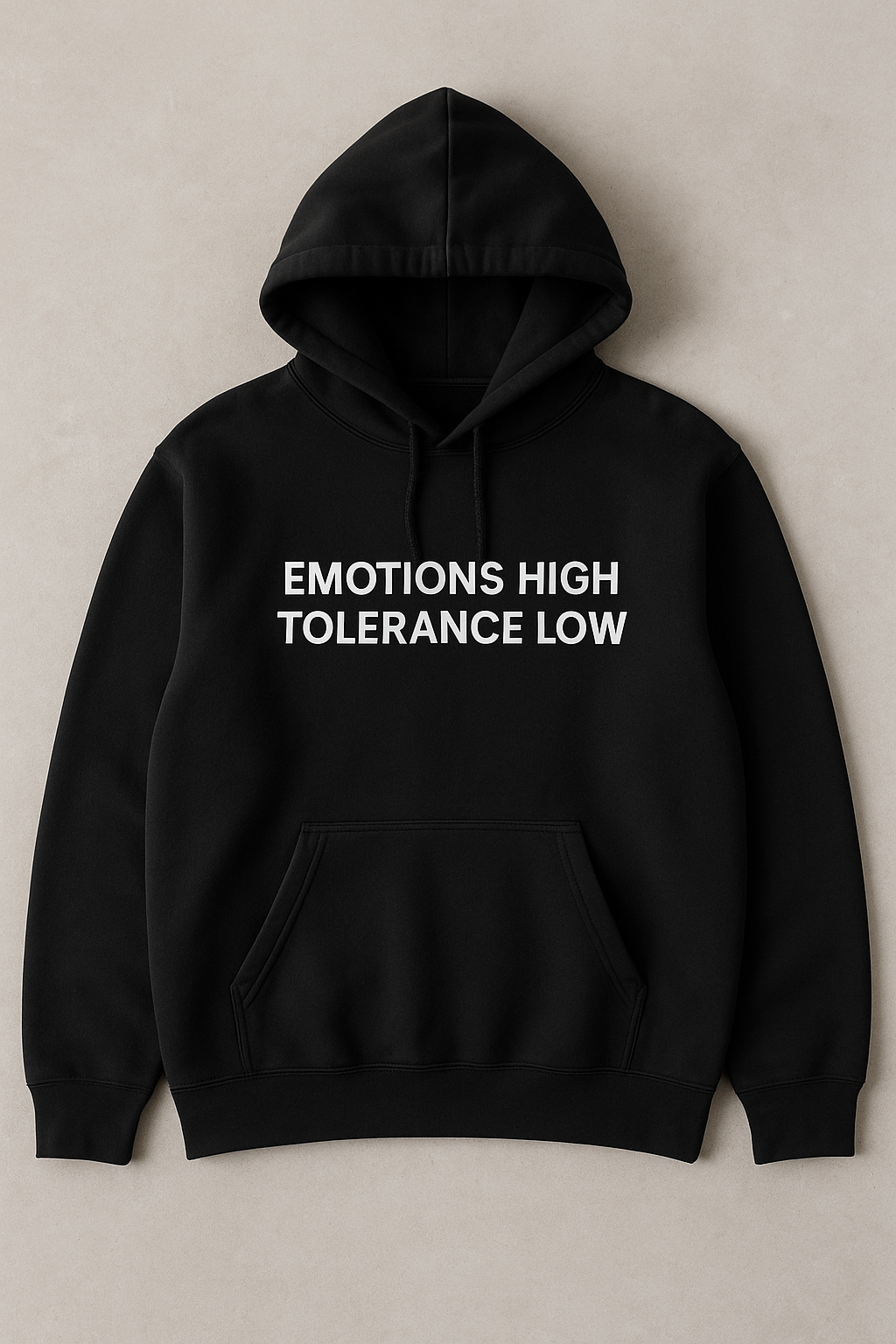 Emotions High Tolerance Low Hoodie – Black Oversized Unisex Streetwear