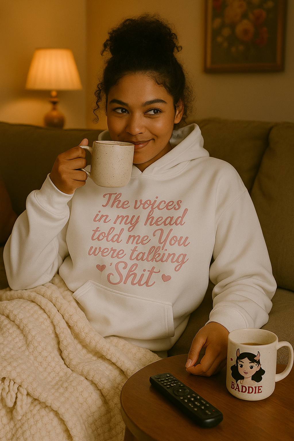 The Voices Hoodie – Cozy Chaos in Pink